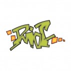 Green and orange word graffiti , decals stickers