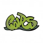 Green cars word graffiti, decals stickers