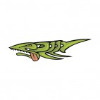 Green shark with tongue graffiti, decals stickers