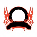 Black circle and red flames template , decals stickers