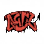 Red and black word graffiti, decals stickers