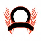 Black circle and red flames template , decals stickers