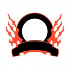 Black circle and red flames template , decals stickers