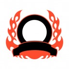 Black circle and red flames template , decals stickers