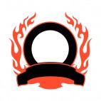 Black circle and red flames template , decals stickers