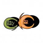 Green and orange crazy car word graffiti, decals stickers