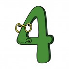 Green number 4 four with eyeglasses, decals stickers
