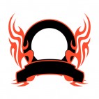 Black circle and red flames template , decals stickers