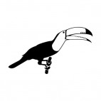 Toucan with mouth open standing on a twig, decals stickers