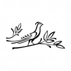 Bird with feather on his head on a twig, decals stickers