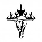 Flamboyant bull with long horns , decals stickers