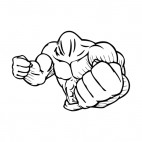 Muscular body showing fists mascot, decals stickers