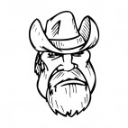 Cowboy face with long beard mascot, decals stickers