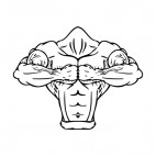 Muscular body with both fists together mascot, decals stickers