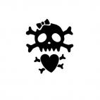 Funny Skull and Bones with Heart, decals stickers