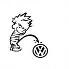 Pee on volkswagen, decals stickers