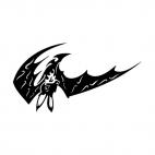 Upside down bat with wings open, decals stickers