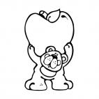 Bear holding an apple on his shoulder, decals stickers