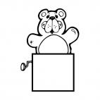 Bear coming out of a box, decals stickers