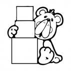 Bear holding a pile of boxes, decals stickers