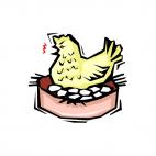 Chicken singing while keeping eggs warm, decals stickers