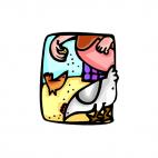 Feeding chickens, decals stickers