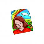 Women with rainbow over her, decals stickers