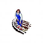 Farm woman raking, decals stickers