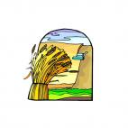 Wheat field being harvest, decals stickers