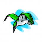 Green and white bird, decals stickers