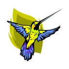 Yellow and blue hummingbird, decals stickers
