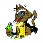 Drunk cat with beer buck, decals stickers