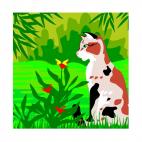 Cat watching flower, decals stickers