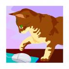 Cat playing with computer mouse, decals stickers