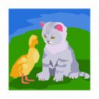 Cat and duck, decals stickers