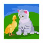Cat and duck, decals stickers