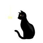 Black cat looking at tie, decals stickers