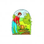 Woman gardening, decals stickers