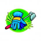 Garden tool and gloves, decals stickers
