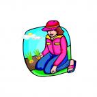 Gardening girl, decals stickers