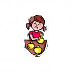 Worm in an apple make girl sad, decals stickers