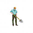 Man with shovel, decals stickers