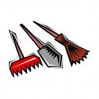 rake,shovel and broom, decals stickers