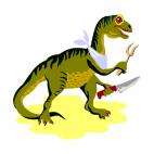 Dinosaur with fork and knife, decals stickers