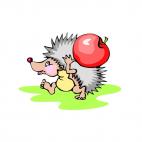 Hedgehog transporting apple, decals stickers