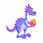 Blue dinosaur holding egg, decals stickers