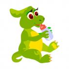 Baby dinosaur drinking milk, decals stickers