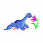 Baby tyrannosaurus smelling flower, decals stickers