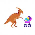 Dinosaur with carriage with egg, decals stickers