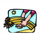 Hands holding wheat, decals stickers